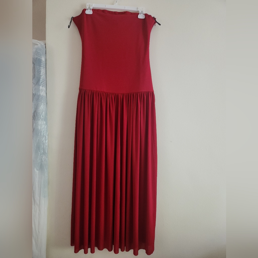H&M bandeau long dress strapless maxi red BNWT